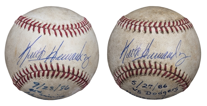 Lot of (2) 1986 Keith Hernandez Signed Home Run ONL Feeney Baseballs (Beckett PreCert)